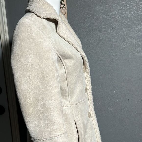 AXARA New York Women's Faux Leather Button Down Jacket, S beige color - Picture 7 of 12